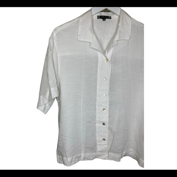 C’EST MOI Boxy Fit Button Down Blouse Ivory One Size  (XS-Large) - Picture 4 of 12